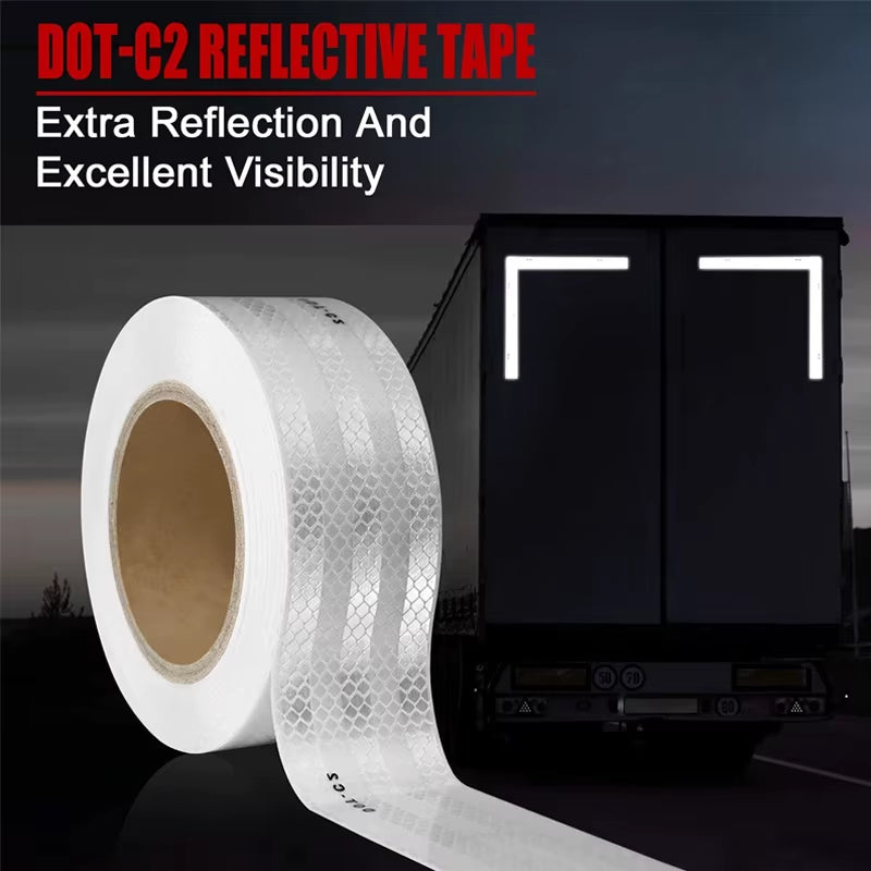 White DOT-C2 Reflective Tape Sticky Safety Conspicuous Sticker Vehicle Waterproof Reflective Sheeting Truck Strip for Trucks