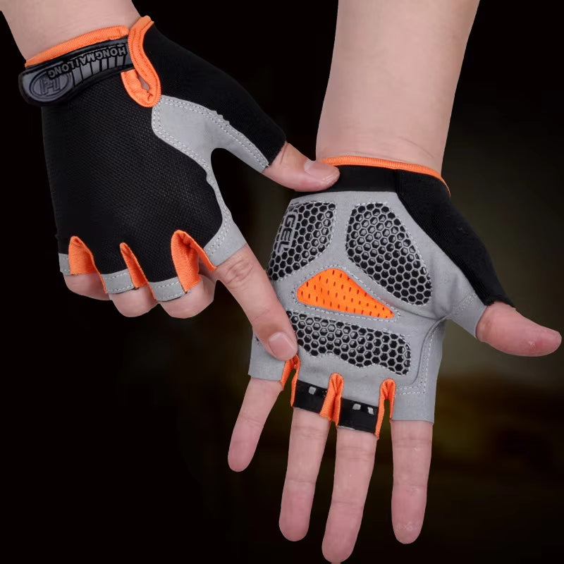 Anti Slip Shock Breathable Half Finger Gloves Breathable Cycling Gloves Fitness Gym Bodybuilding Crossfit Exercise Sports Gloves