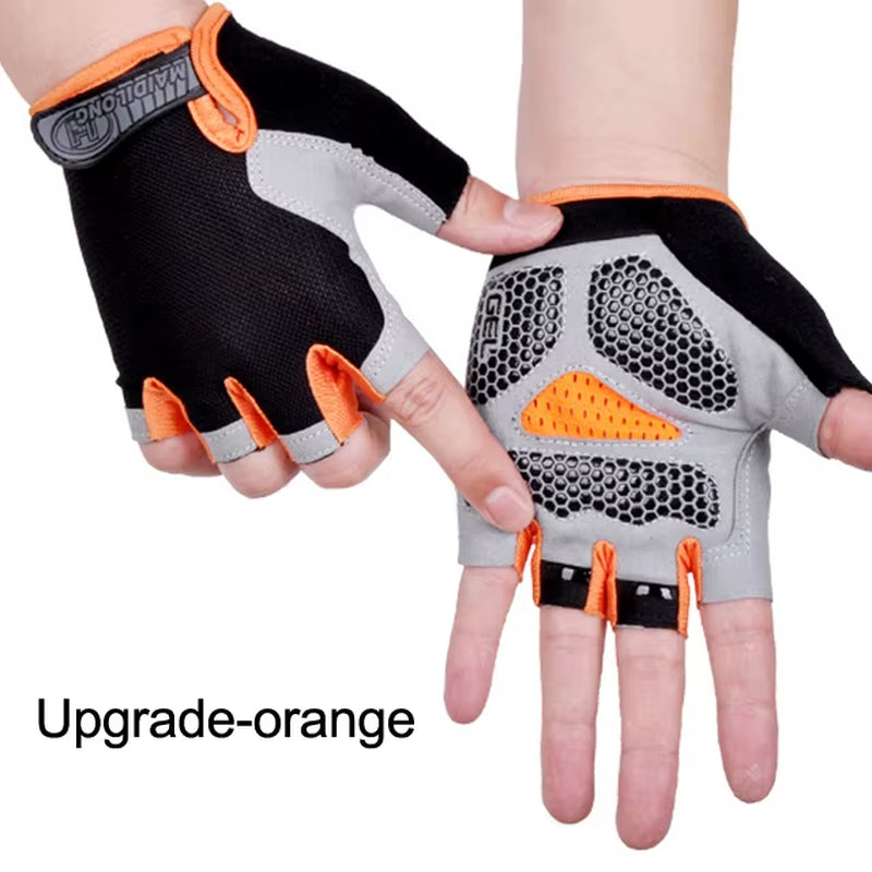 Anti Slip Shock Breathable Half Finger Gloves Breathable Cycling Gloves Fitness Gym Bodybuilding Crossfit Exercise Sports Gloves