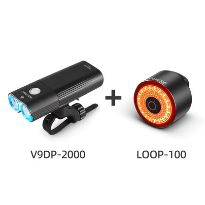 V9DP-2000 Headlight 2000 Lumens Bicycle Front Light Waterproof USB Rechargeable 6700Mah Bike Light Accessories