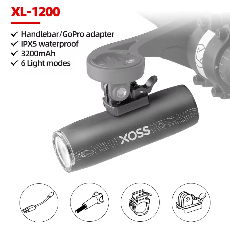 200-1200 Lm Bike Light XL1200 Headlight Waterproof Rechargeable Front Lamp Bicycle Light Aluminum Ultralight Flashlight