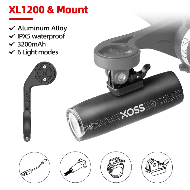 200-1200 Lm Bike Light XL1200 Headlight Waterproof Rechargeable Front Lamp Bicycle Light Aluminum Ultralight Flashlight