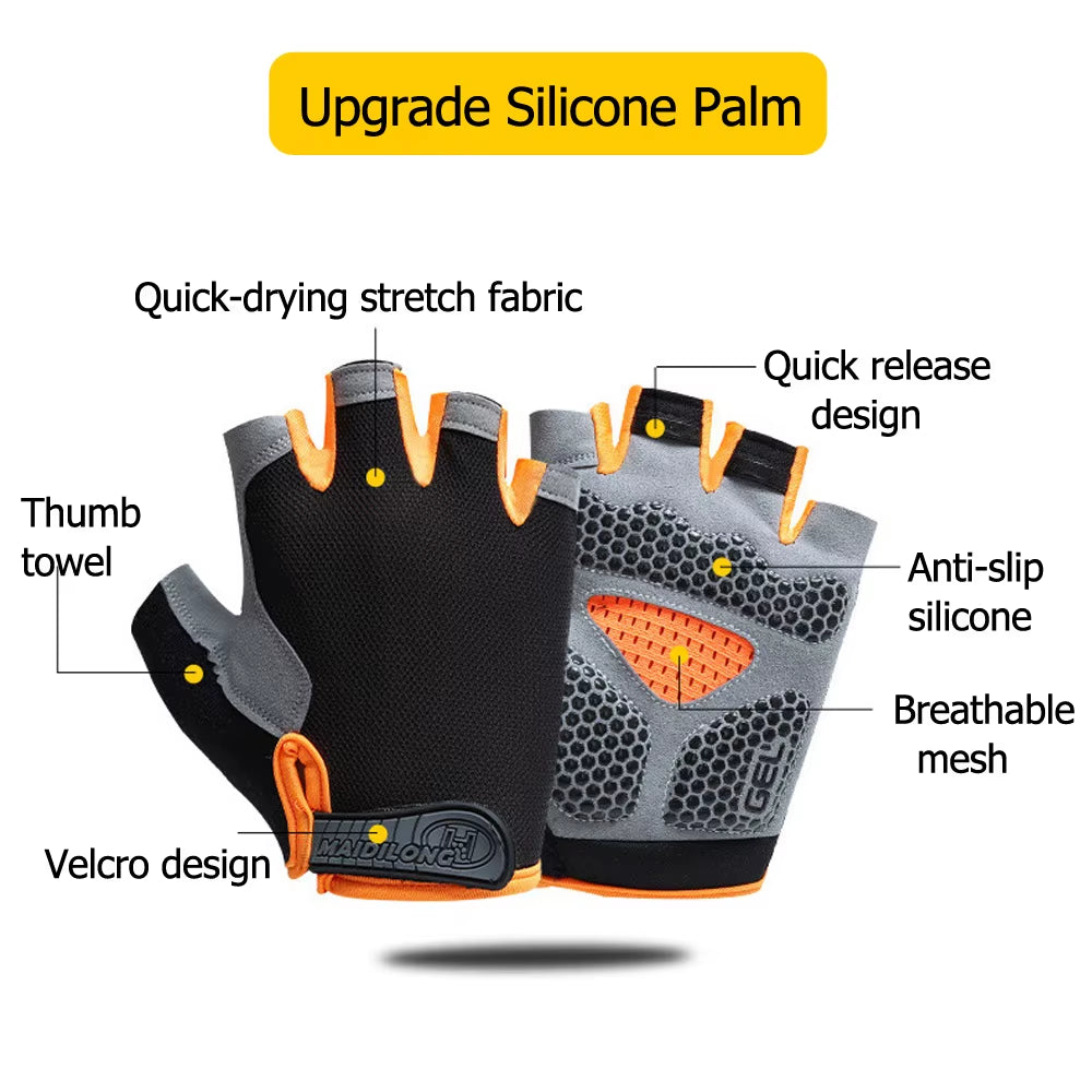 Anti Slip Shock Breathable Half Finger Gloves Breathable Cycling Gloves Fitness Gym Bodybuilding Crossfit Exercise Sports Gloves